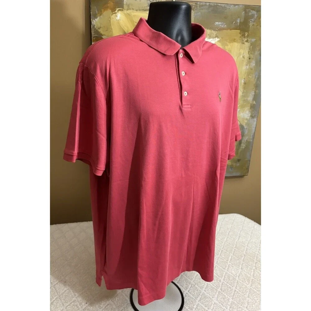 Ralph Lauren Polo Classic Fit Mens Collared Salmon Polo Size 2XL